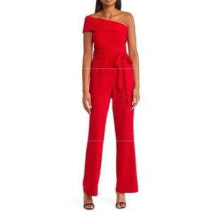 MARINA Women One Shoulder Belted‎ Jumpsuit Dress LARGE